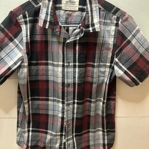 Plaid boys short sleeve button down.